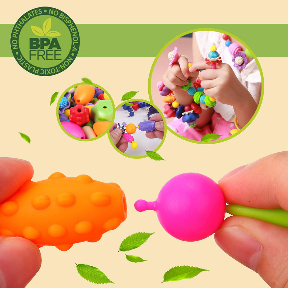Biranco Pop Beads design close-up captures varied shapes and vibrant colors.