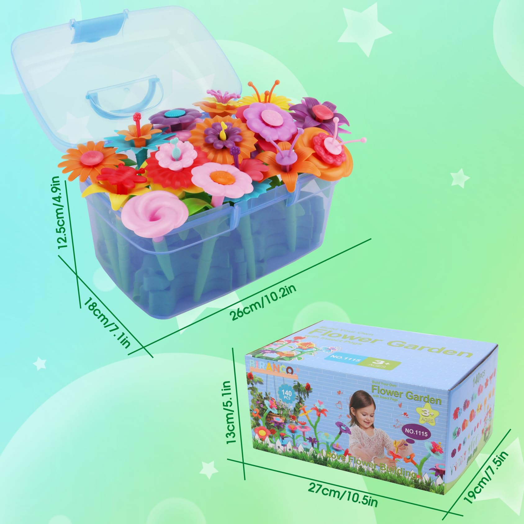 BIRANCO sturdy storage box with handle keeps toys organized after play.