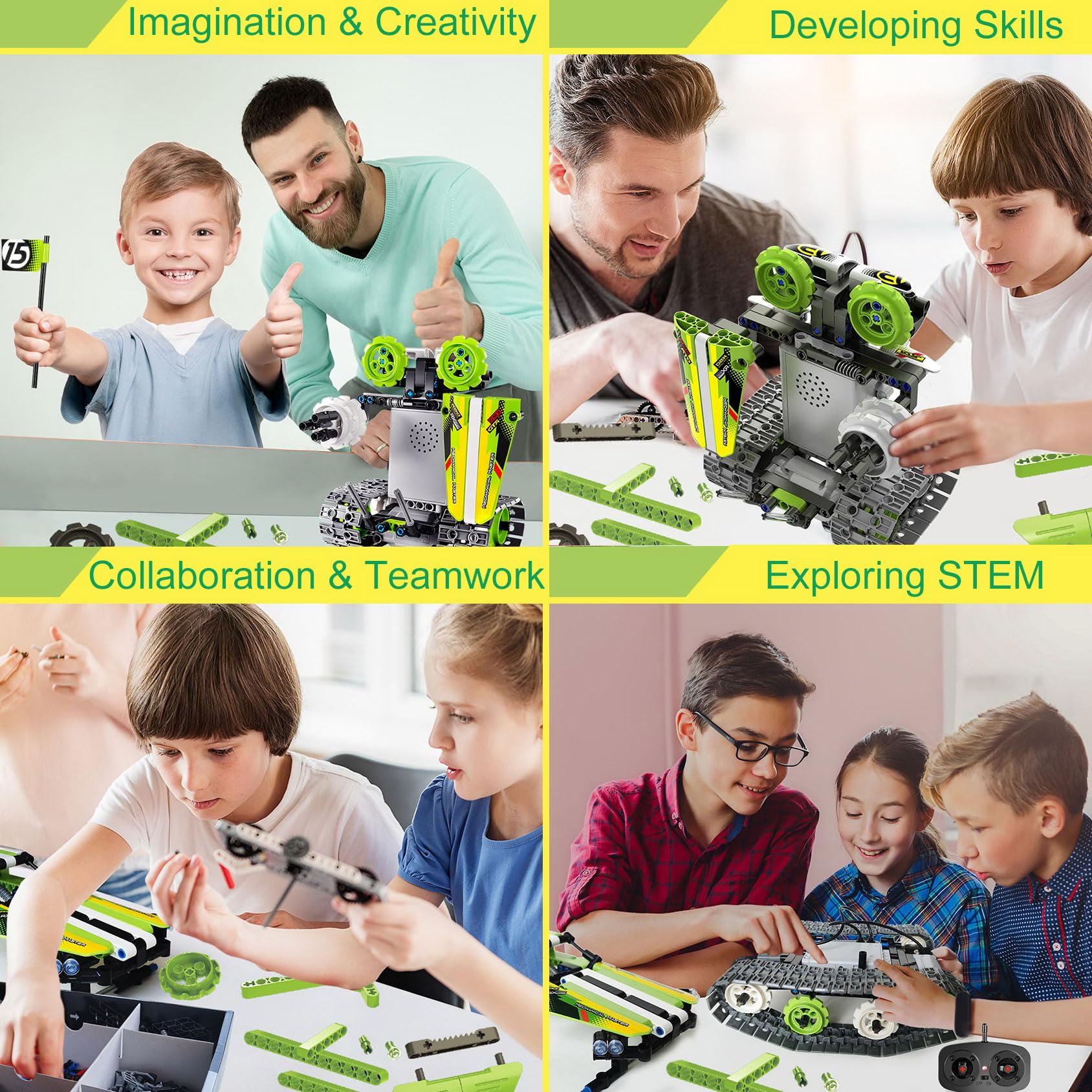 BIRANCO tumbler robot construction for creative STEM play.
