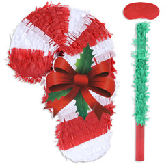 Birchio Christmas candy cane pinata bundle ready to hang for festive decor and surprises