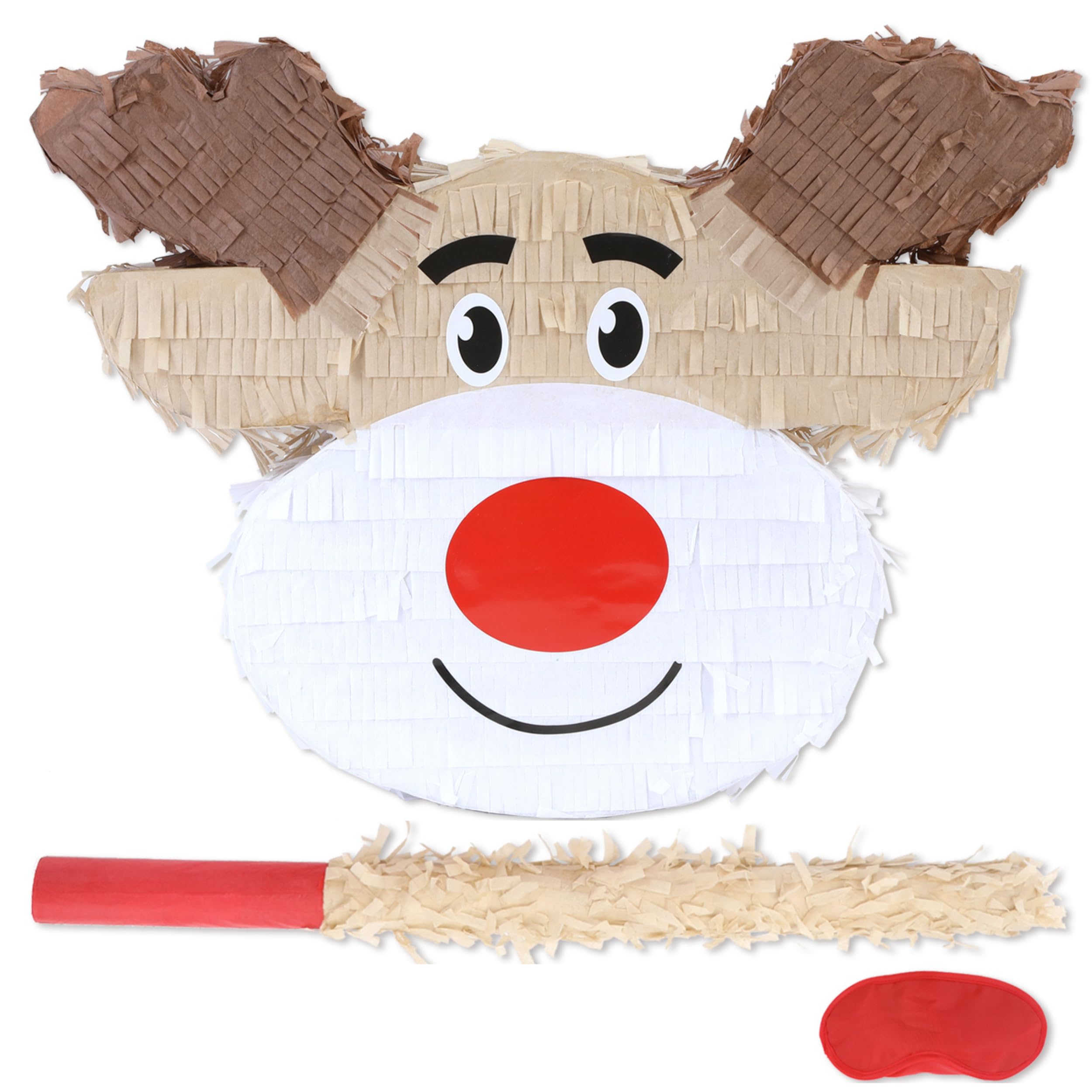 Birchio Christmas Reindeer Pinata top view, ready to hang for festive party decoration.
