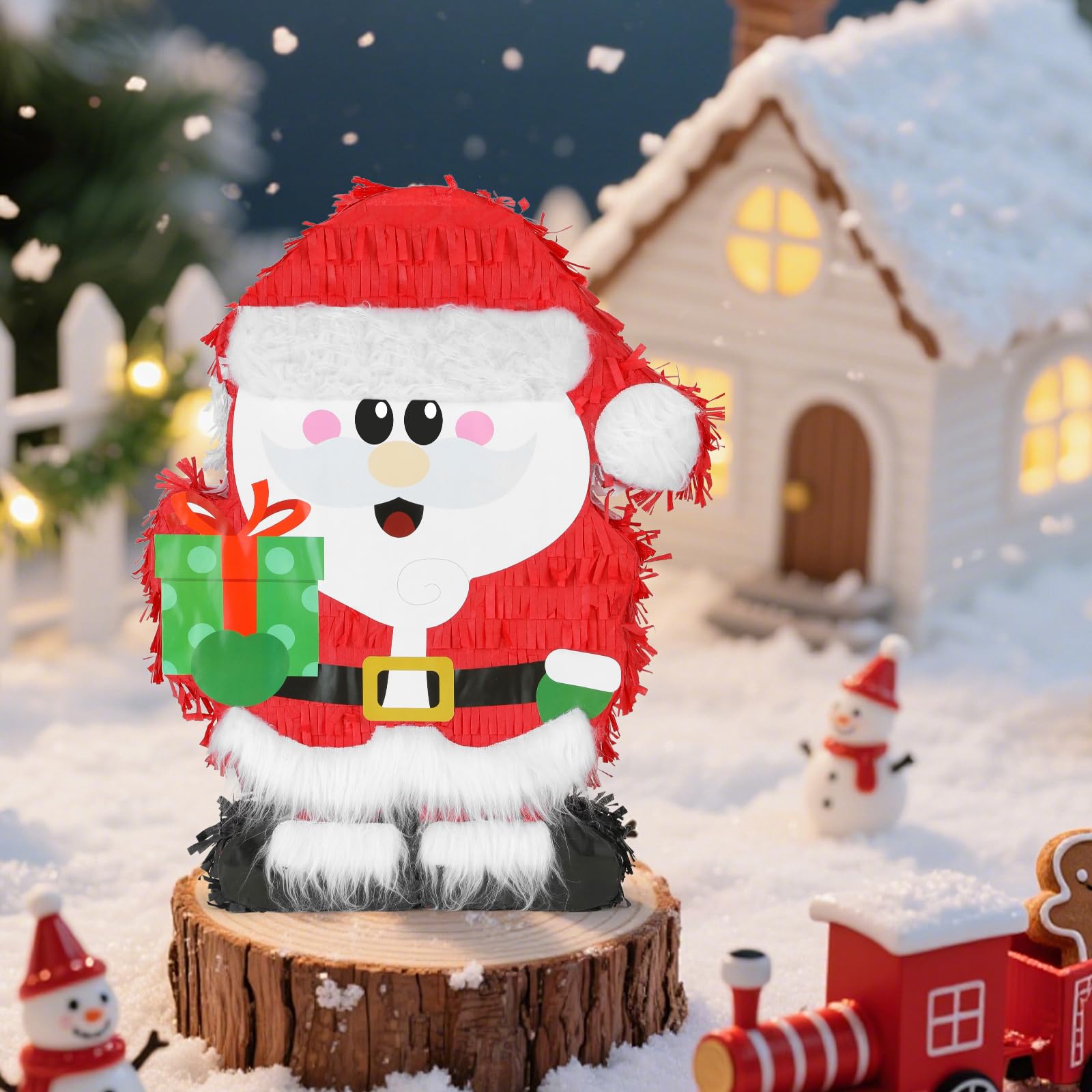 Birchio Christmas Santa Pinata with blindfold and bat included for interactive play
