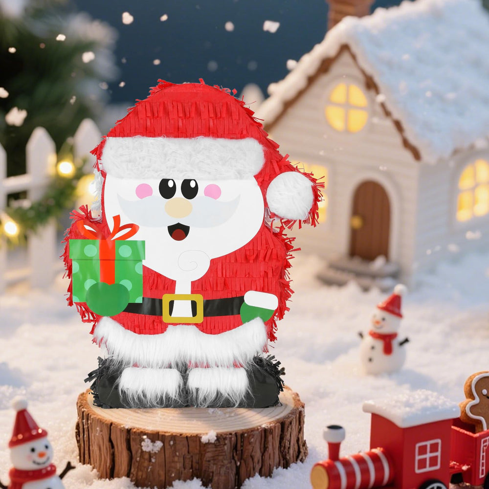 Birchio Christmas Santa Pinata with blindfold and bat included for interactive play