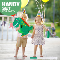 Birchio Dinosaur Pinata with vibrant crepe paper decoration.
