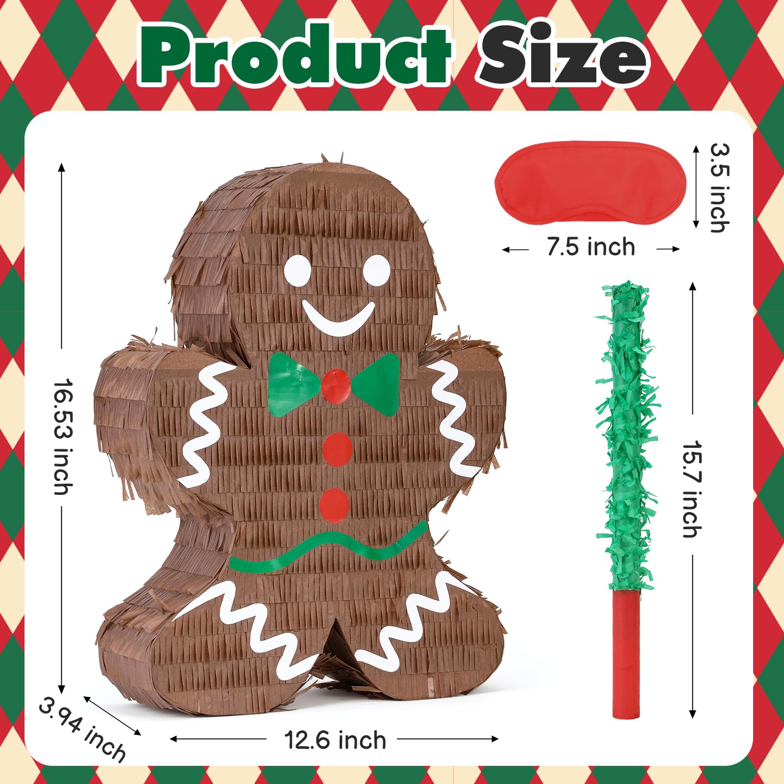 Birchio Gingerbread Man Pinata decorated with bright crepe paper