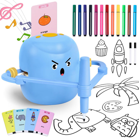Birpuo drawing robot blue front view showing friendly device for kids' creativity