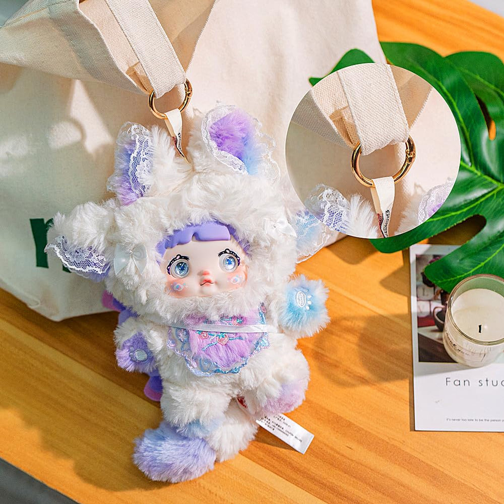 Nommi plush bag charm by BIRZWOT, demonstrates portable, adorable accessories for bags.