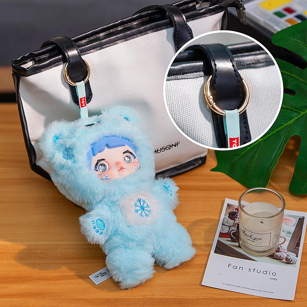 BIRZWOT Nommi plush figure—portable charm for backpacks.