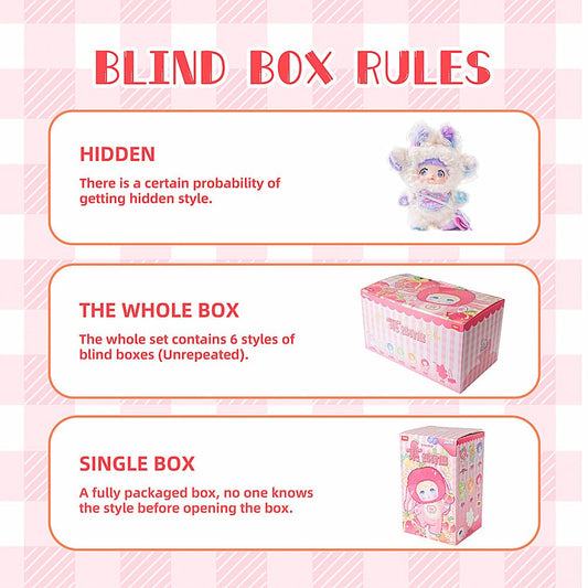 Nommi plush blind box side view by BIRZWOT, ideal as a compact accessory.