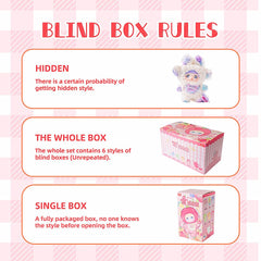 Nommi plush blind box side view by BIRZWOT, ideal as a compact accessory.