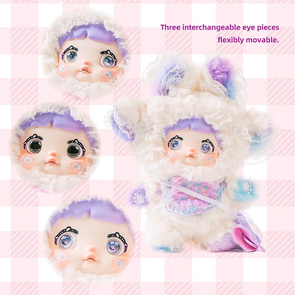 Nommi plush eye expressions close-up by BIRZWOT, highlights collectible personalities for display.