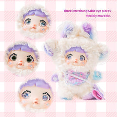 Nommi plush eye expressions close-up by BIRZWOT, highlights collectible personalities for display.