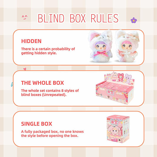 BIRZWOT Nommi plush figure unboxing moment with three eye styles, ready to collect.