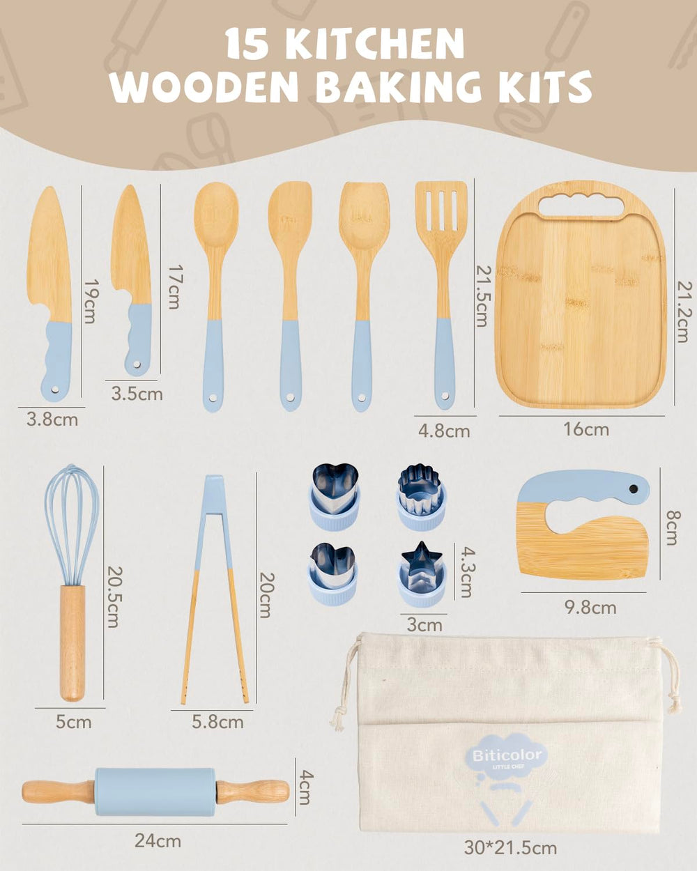 Biticolor kid-friendly baking cutters in a blue set for creative shaping