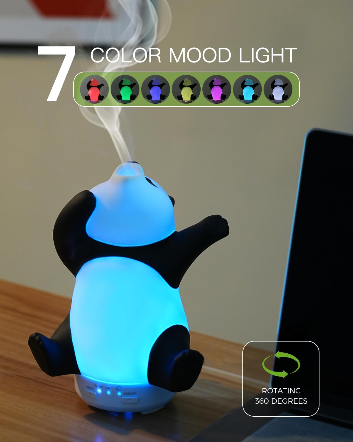 Biticolor Panda Diffuser rotates 360 degrees for even aroma distribution