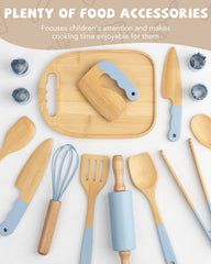 Biticolor toddler knife and cutting board for safe practice in play