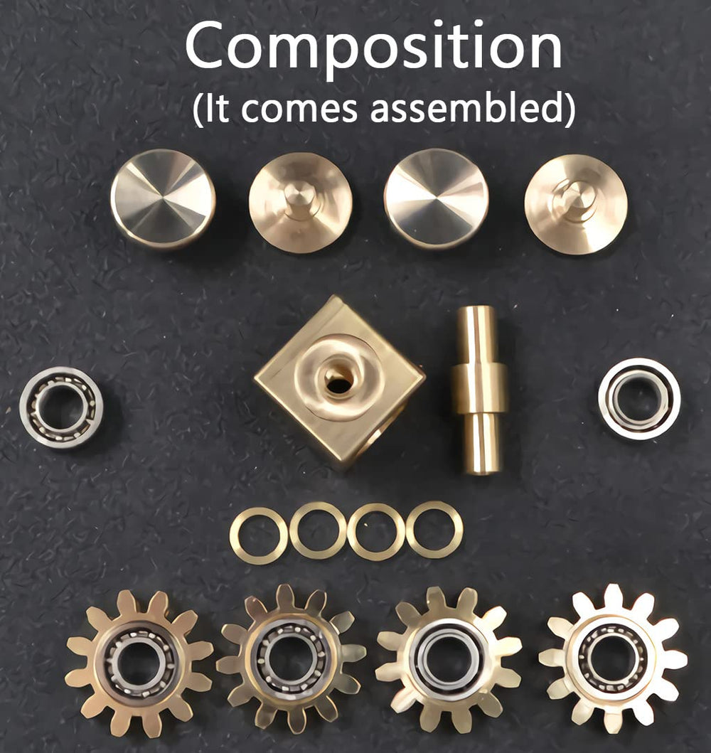 Bitopbi Pure Brass Fidget Cube gear-detail emphasizes tactile movement for focus