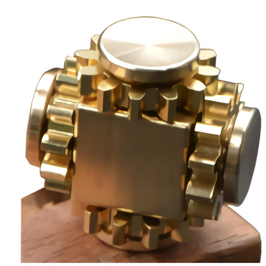 Bitopbi Pure Brass Fidget Cube side view highlights its compact focus tool