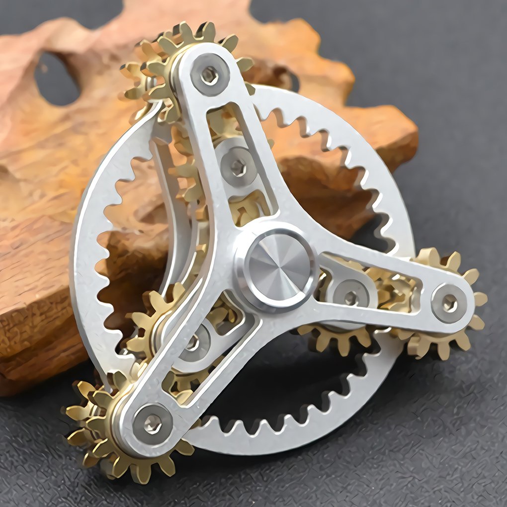 Bitopbi Pure Brass Fidget Spinner gear close-up highlights sturdy construction.