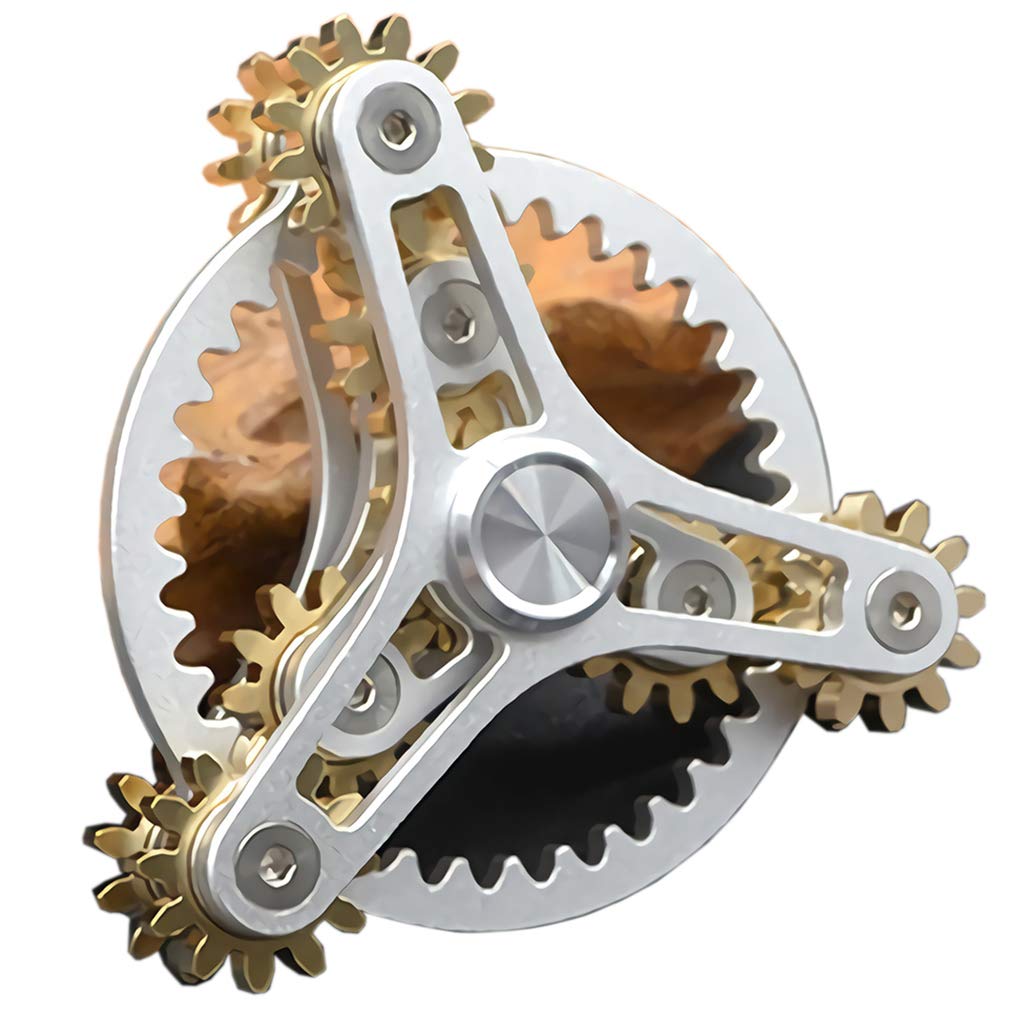 Bitopbi Pure Brass Fidget Spinner gear linkage top view for smooth, long spins.