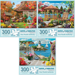 Bits and Pieces Autumn Well Wishes puzzle, cozy family activity with a vibrant seasonal scene.