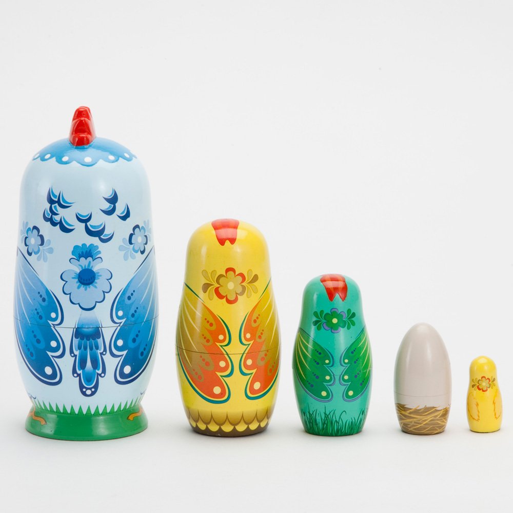Bits and Pieces chicken nesting dolls trinket box set, compact nesting and storage option.