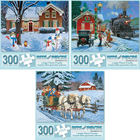 Bits and Pieces The Greeters 300-piece puzzle cover for cozy family evenings.