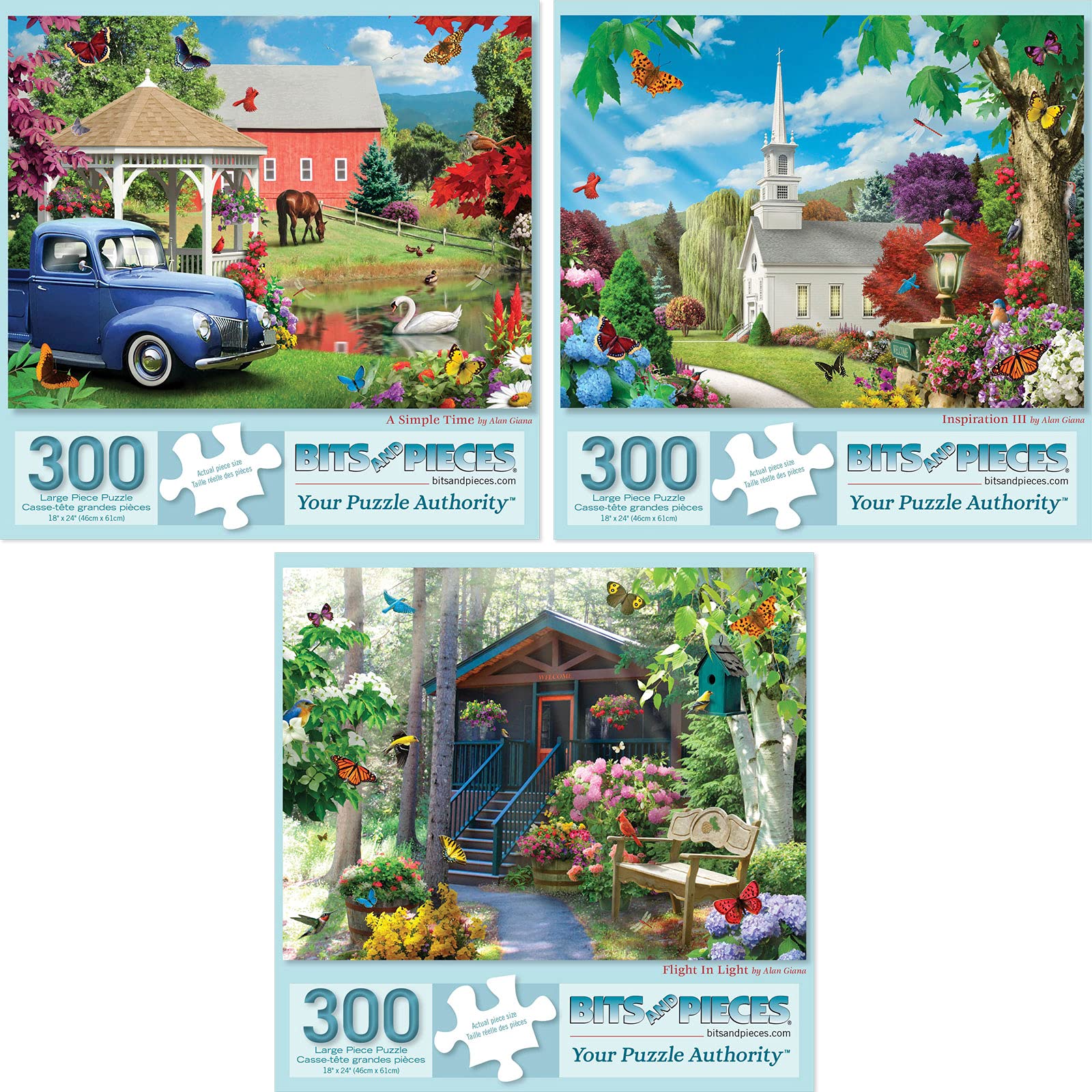Bits and Pieces inspiration time flight 300-piece puzzle box, ideal for relaxing evenings.
