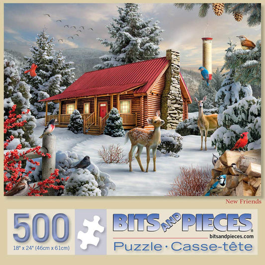 Bits and Pieces New Friends puzzle cover showing charming artwork to entice puzzlers