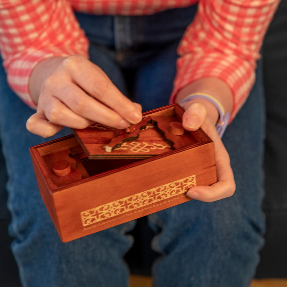 Bits and Pieces Secret Money Puzzle Box includes a complete guide to challenges