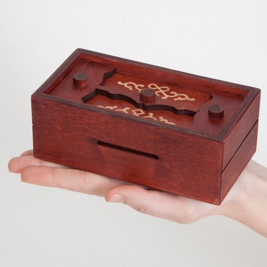 Bits and Pieces Secret Money Puzzle Box with side slots for hiding cash securely