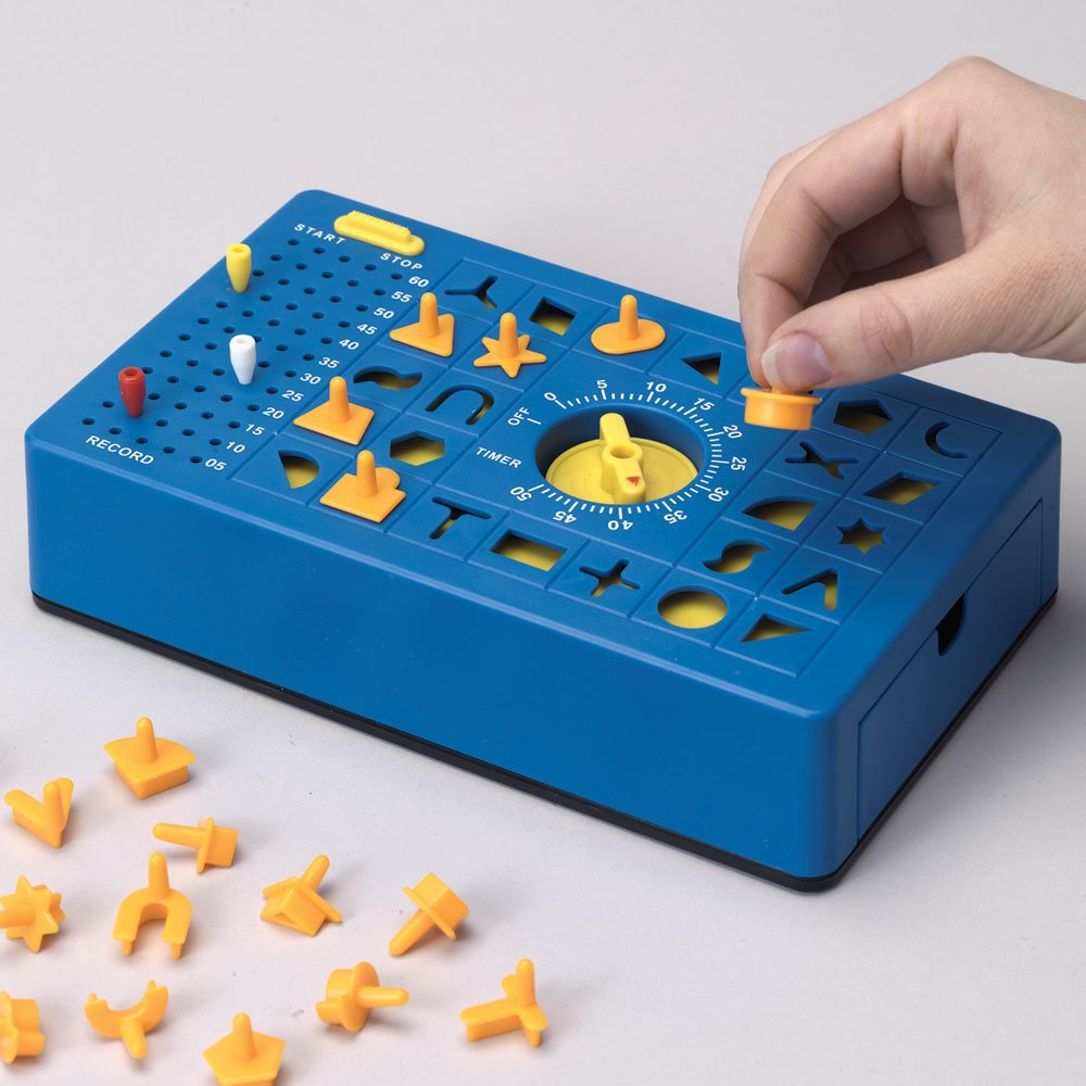 TimeShock game side angle highlighting pop-up tray storage during rounds