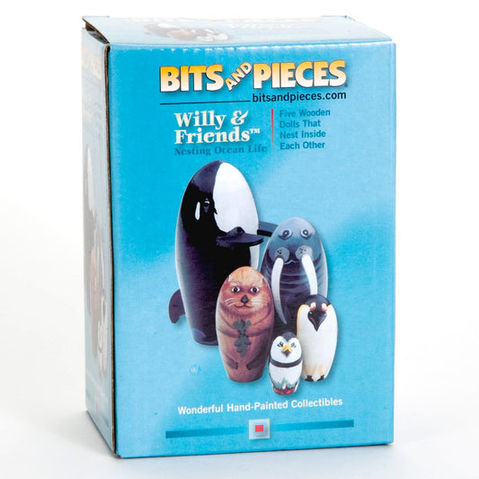 Bits and Pieces Willy and Friends walrus doll, perfect for shelf display and sensory play.
