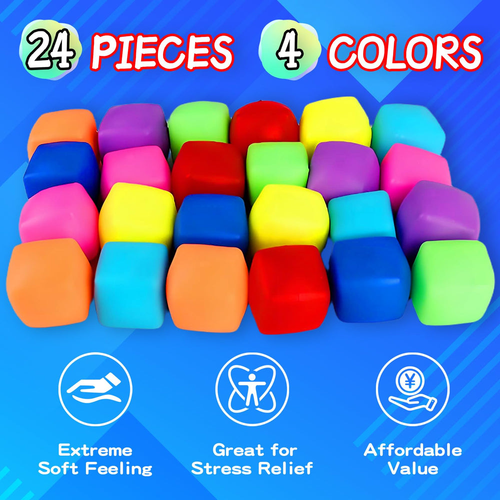 BitsFun child-safe stress cubes, latex-free and odorless for safe everyday use.