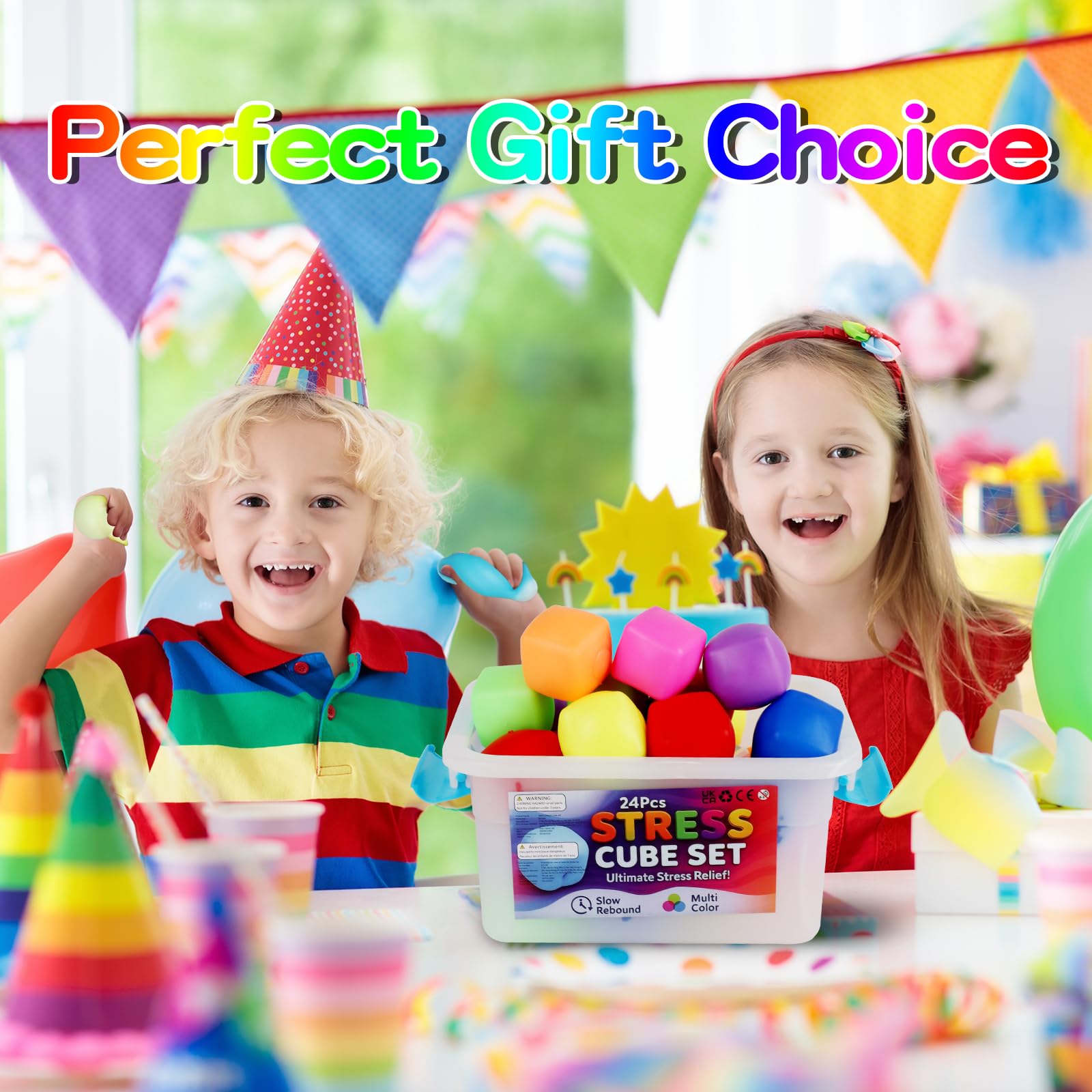 BitsFun individually wrapped stress cubes, perfect for gifts and party favors.