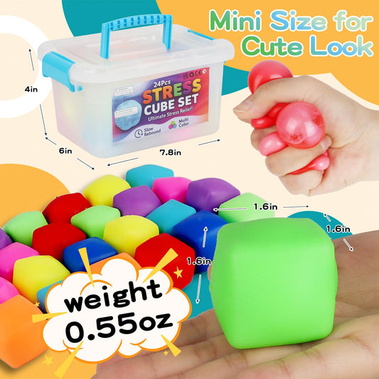 BitsFun mini stress cubes classroom pack, ideal for classroom rewards and sensory breaks.
