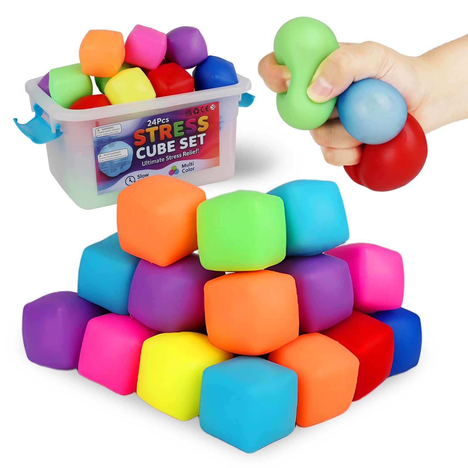 BitsFun stress cubes 24pack box, portable classroom tool for focus and calm.