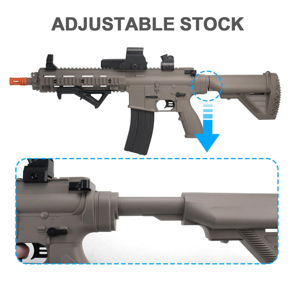 BIU BLASTER quad rail setup supports accessories like flashlights and lasers.