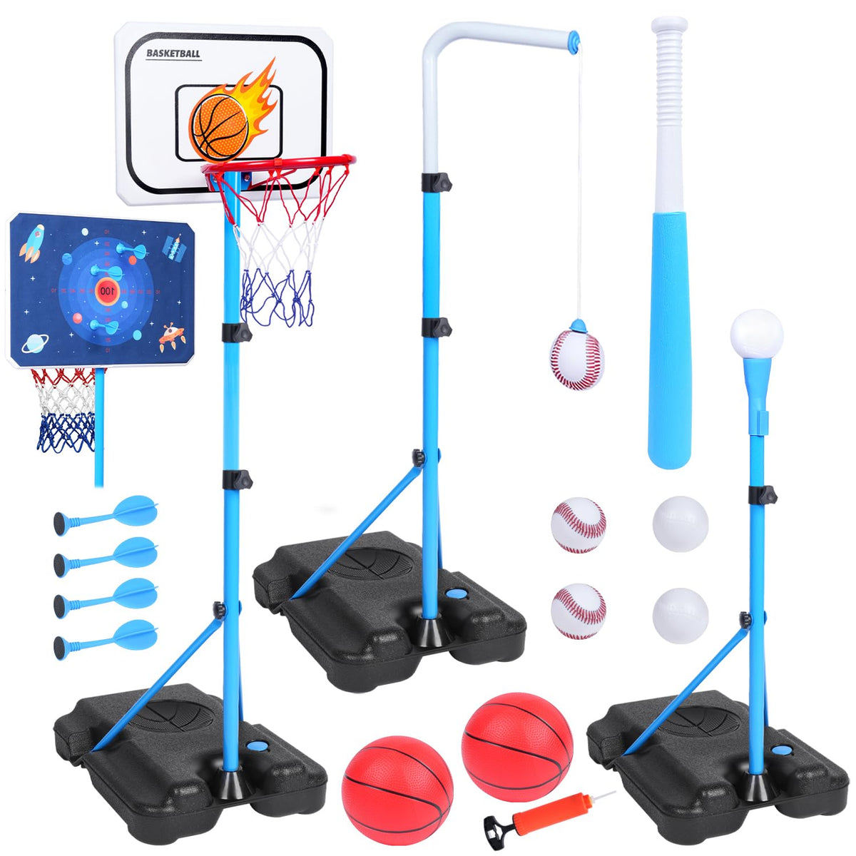 Biulotter 4-in-1 kids basketball hoop indoor setup for versatile play and growth.