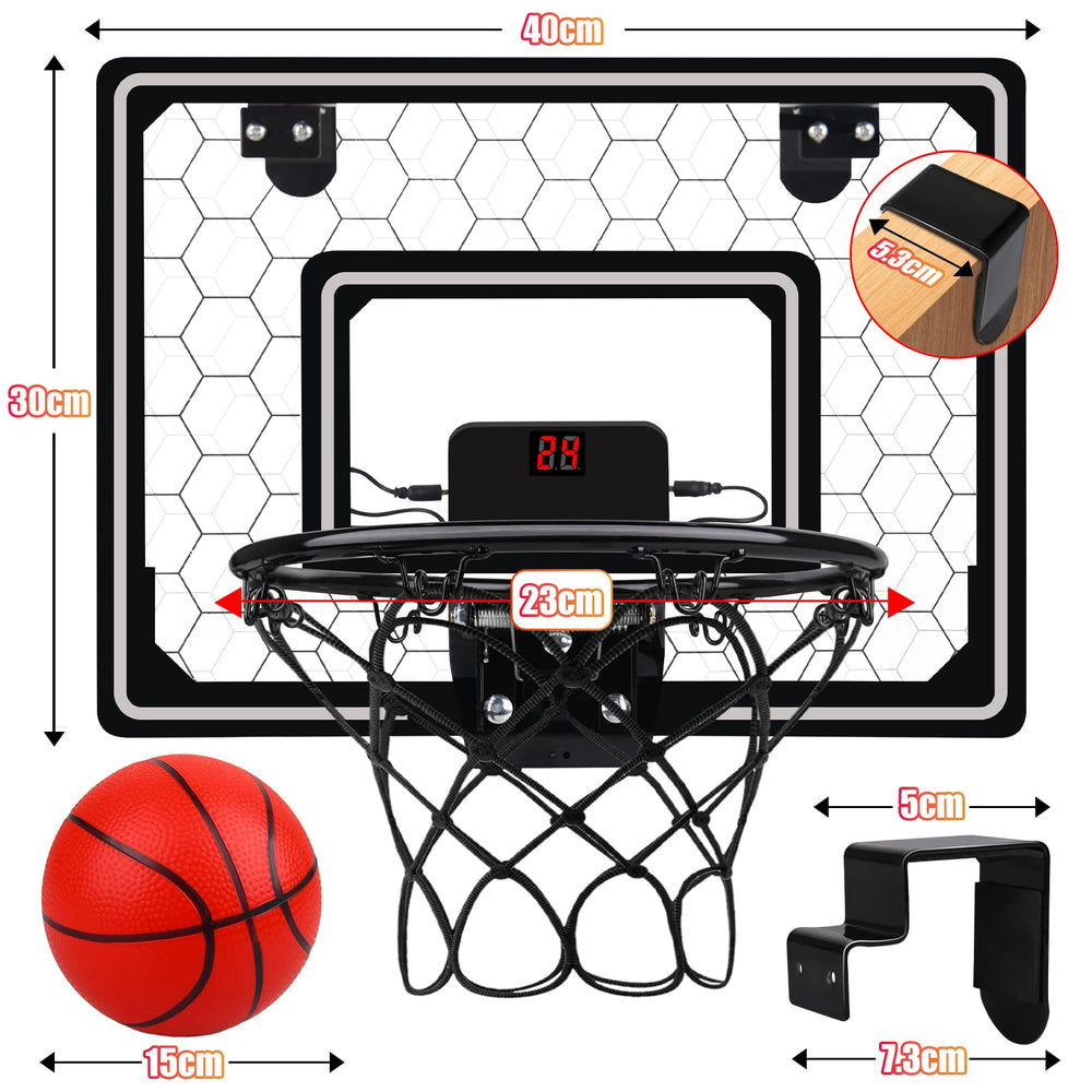 Biulotter door-mounted hoop with spring rim supports easy slam dunk practice.