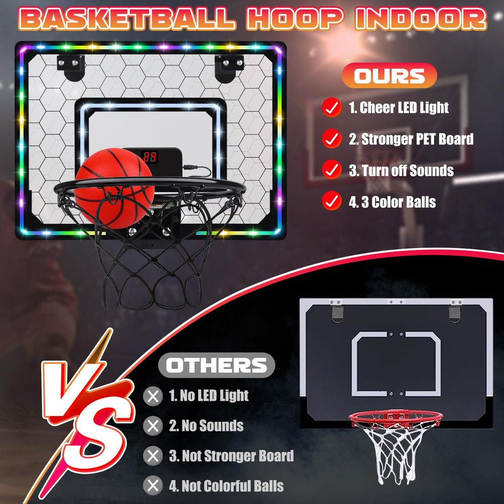 Biulotter mini hoop includes three color rubber balls for versatile play.