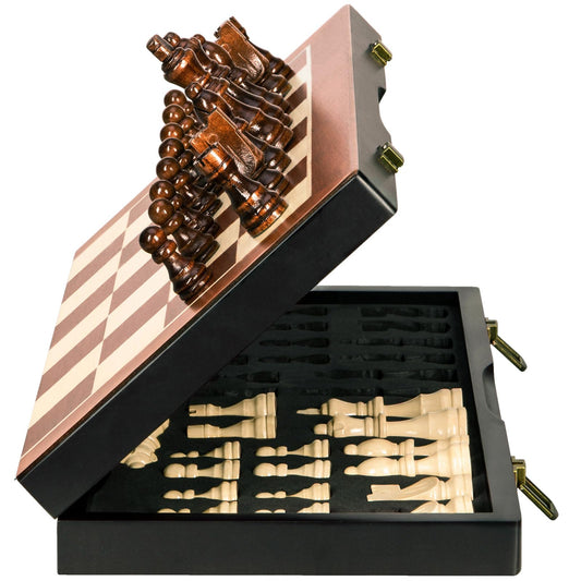 BIVOMON chess magnetic wooden board 15-inch for stable on-the-go play