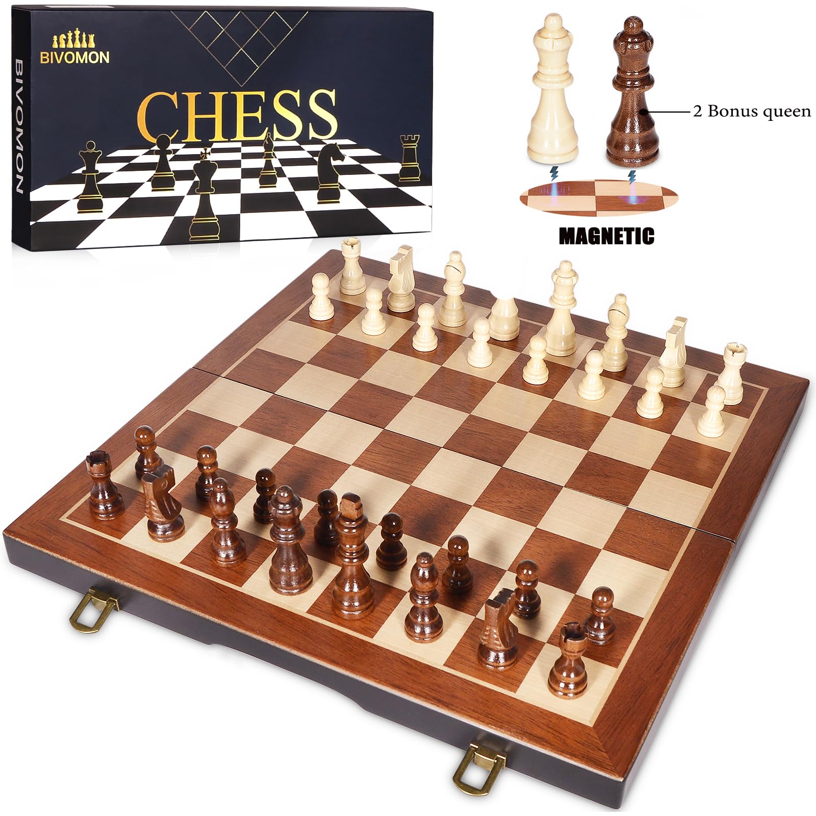 BIVOMON chess velvet-bottom pieces prevent movement and wear on the board