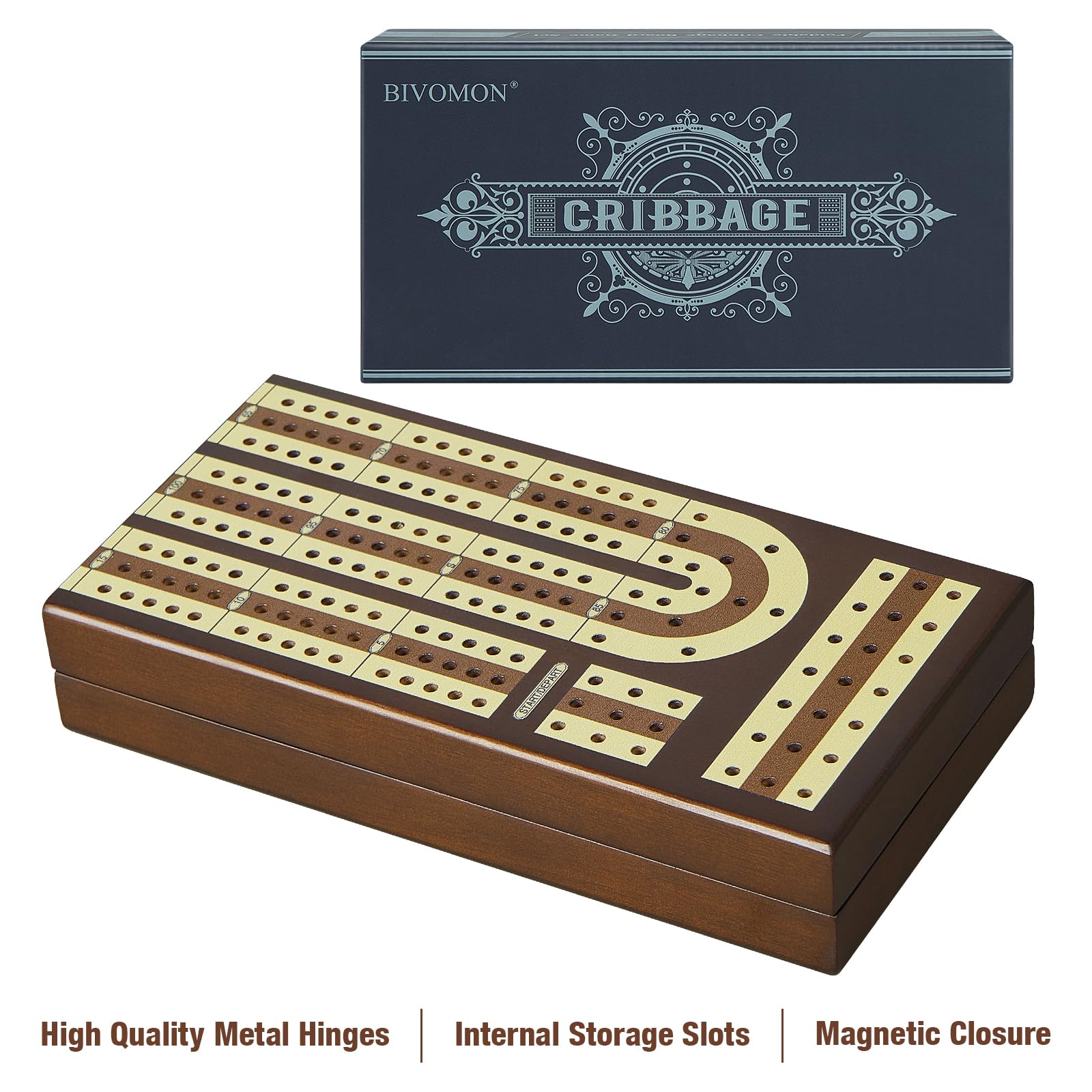 BIVOMON 9 metal pegs for precise, satisfying scoring during play.