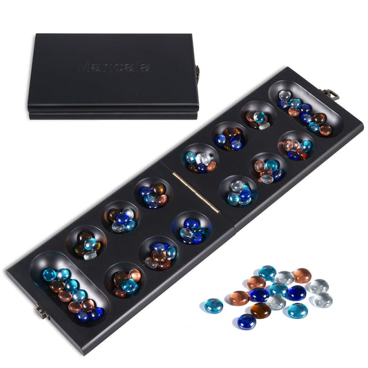 BIVOMON Mancala glass stones 72 plus 8 for vibrant play.