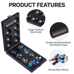 BIVOMON Rubber wood Mancala board with sturdy frame.