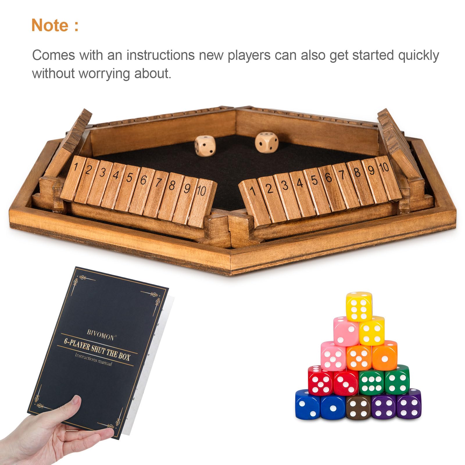 BIVOMON soft felt pad reduces dice-rolling noise and protects the board.