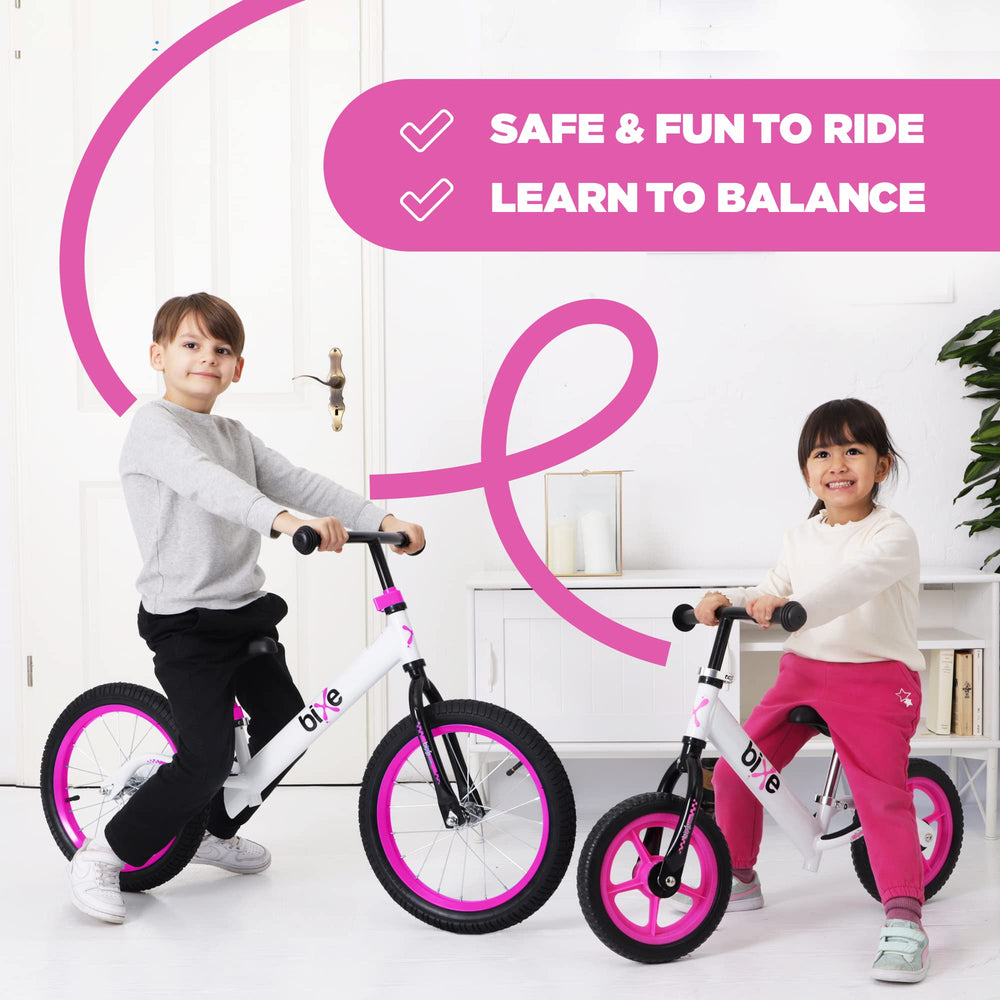 Bixe Balance Bike 16-inch kid riding demonstration on a flat path.