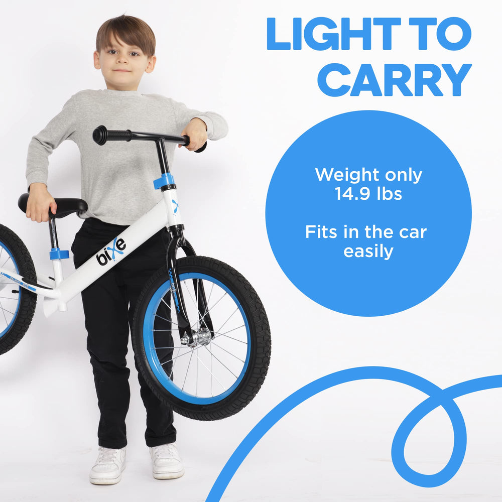 Bixe Balance Bike front wheel enables smooth rolling on sidewalks.