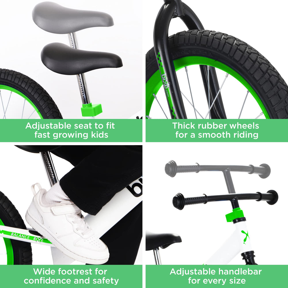 Bixe Balance Bike pedal-free design emphasizes early steering practice.